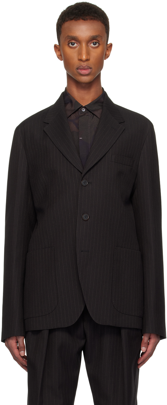 Black Wool Cotton Blend Blazer