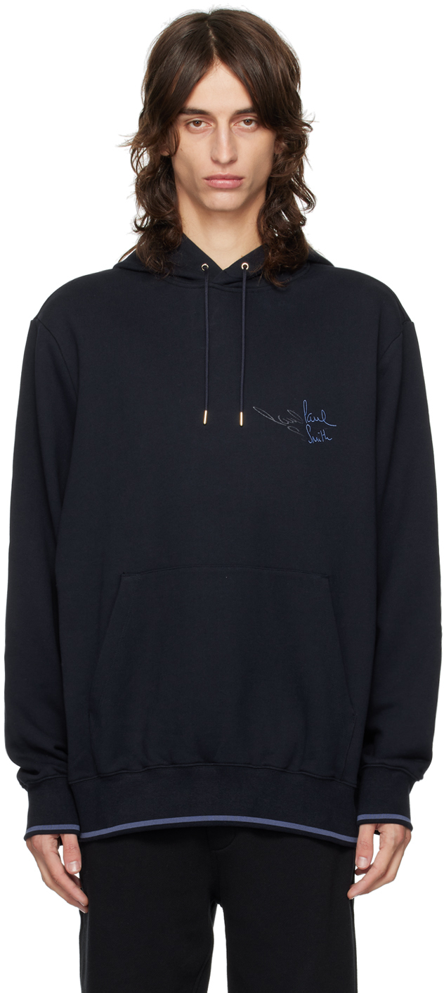 Navy Embroidered Logo Hoodie