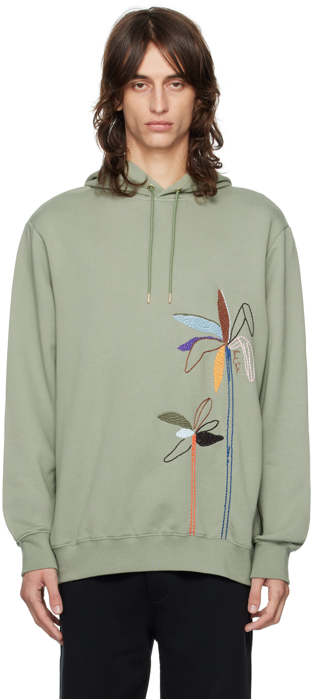 Green Embroidered Hoodie by Paul Smith on Sale