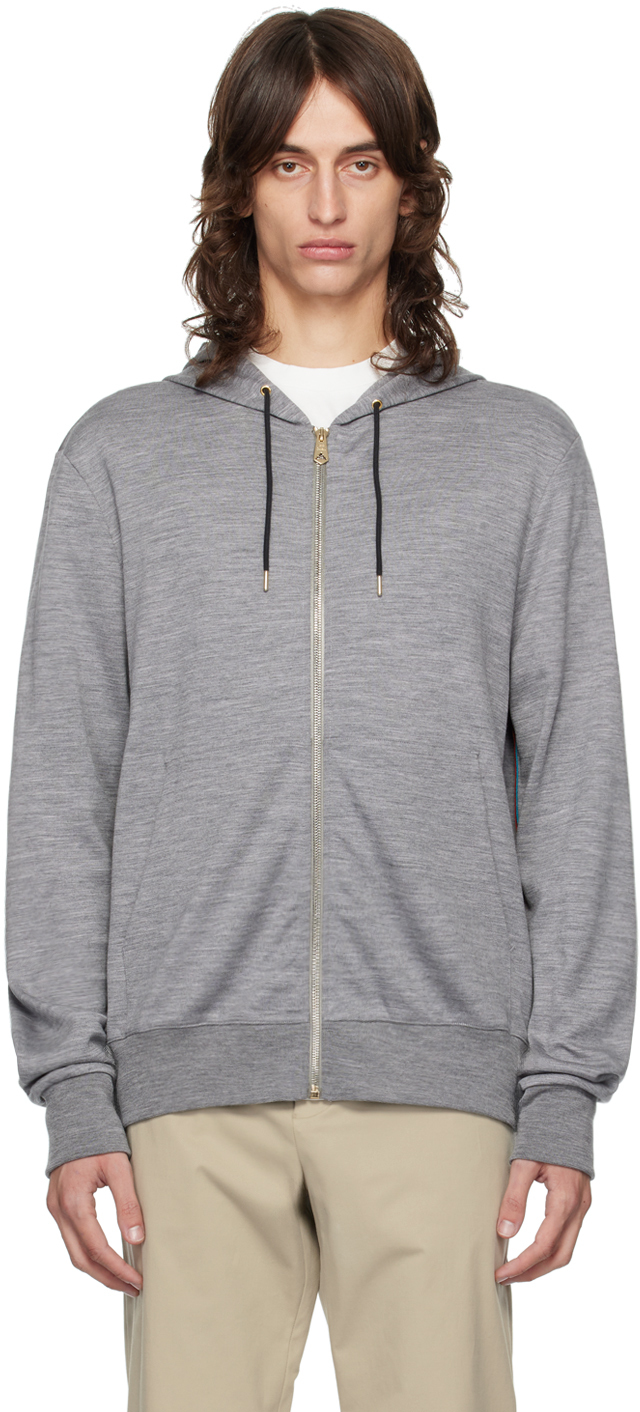 Shop Paul Smith Grey Signature Stripe Hoodie In 72 Greys