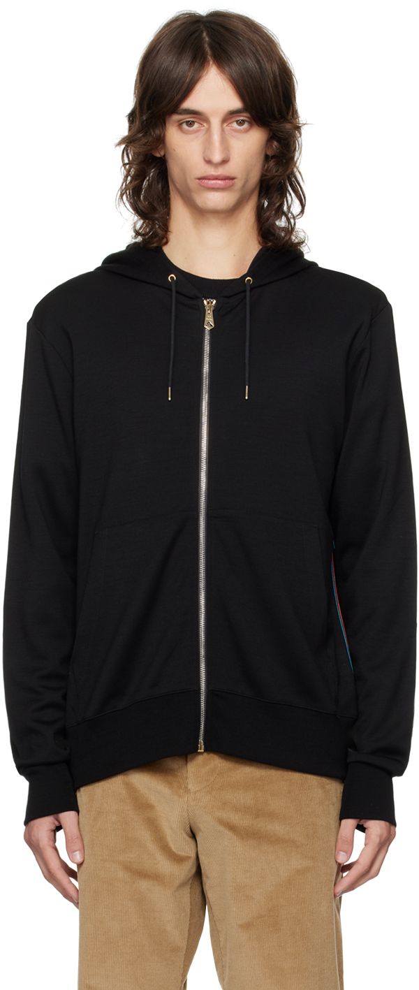 Black Signature Stripe Hoodie