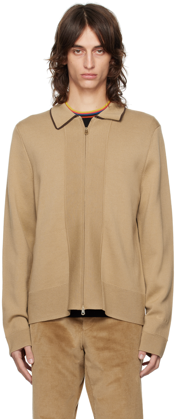 Tan Zip Through Cardigan