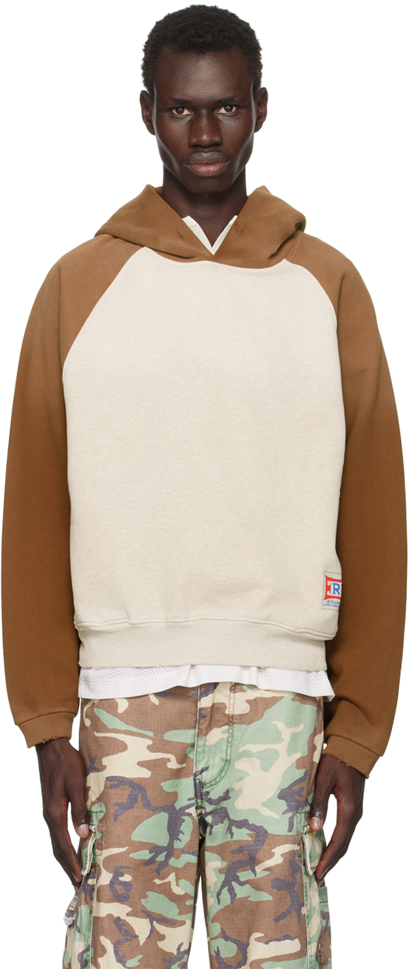 Brown & Off-White Raglan Hoodie