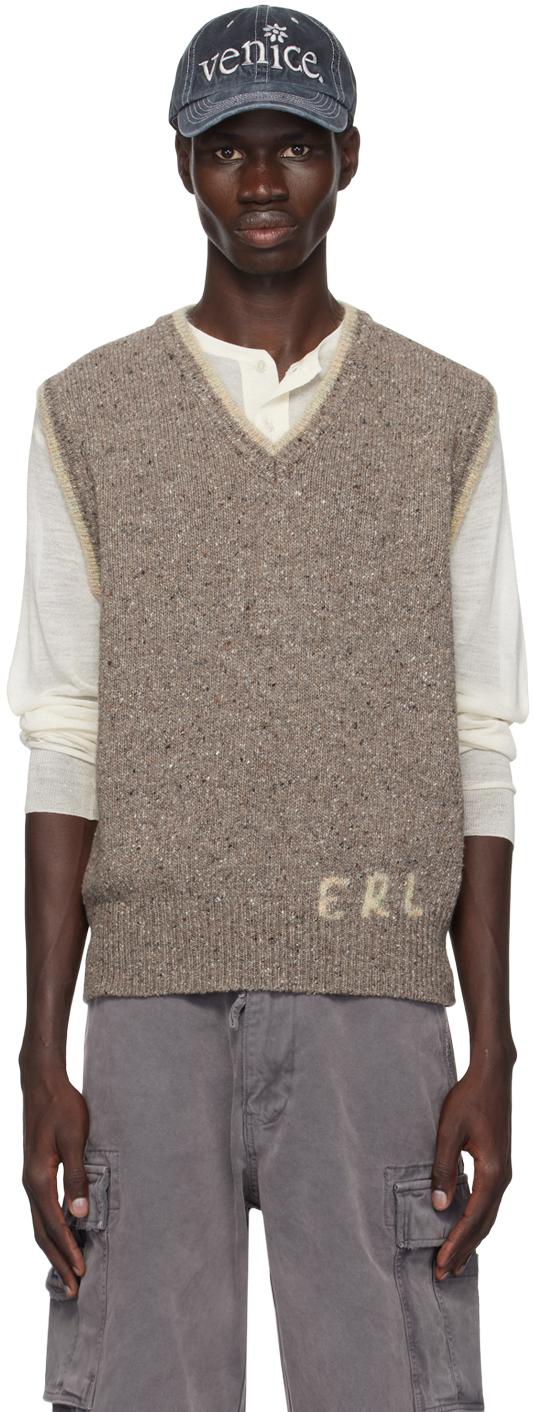 Shop Erl Gray '' Knit Vest In Grey