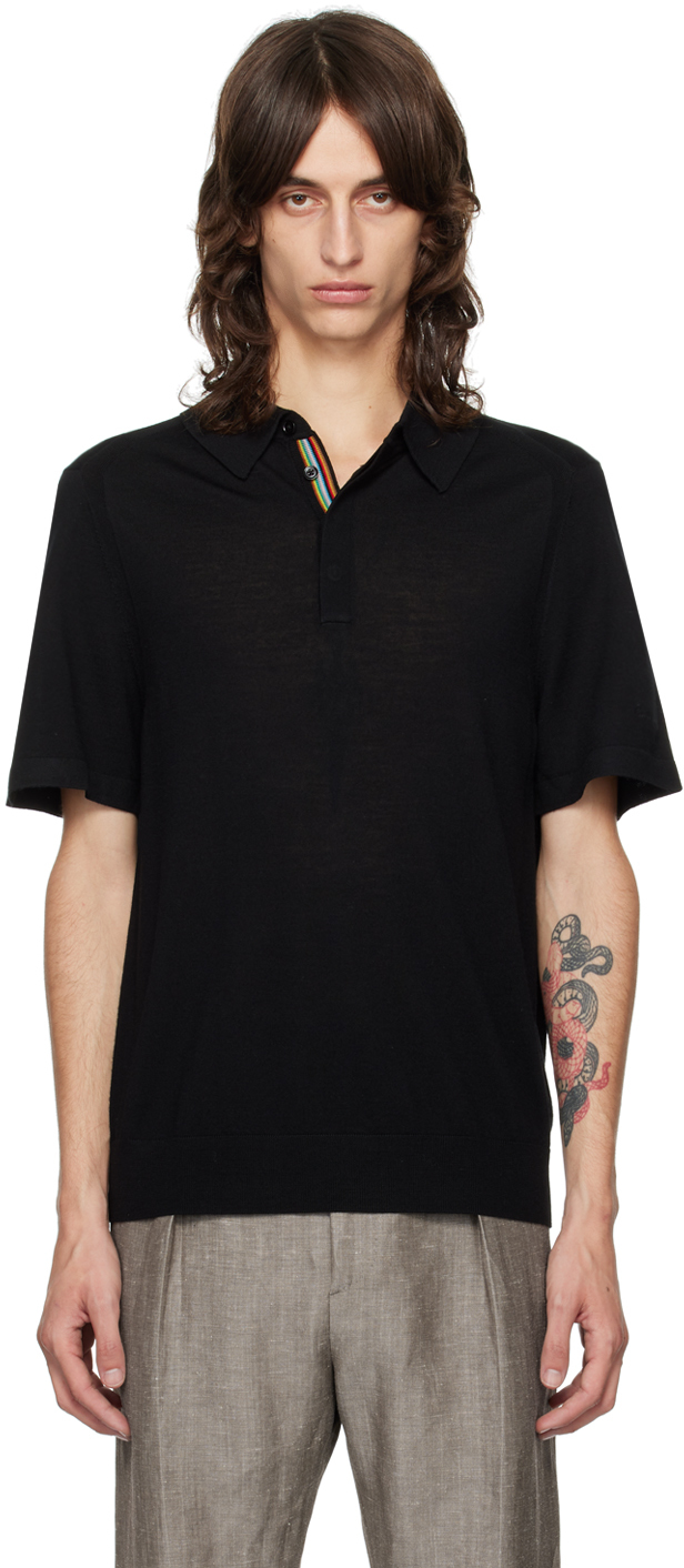 Black Spread Collar Polo