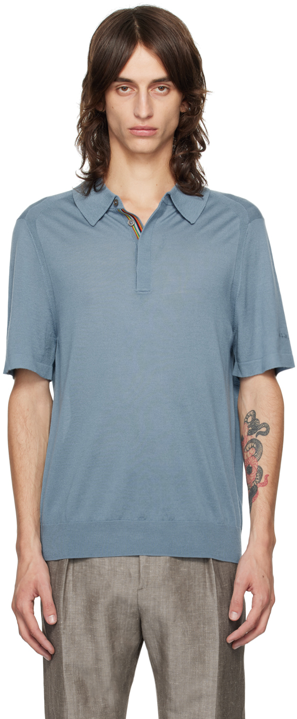 Blue Spread Collar Polo