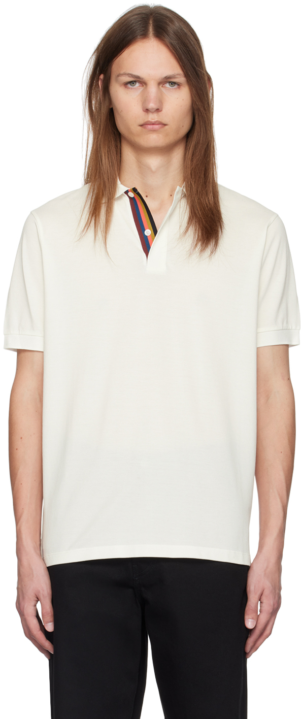 White Artist Stripe Placket Polo