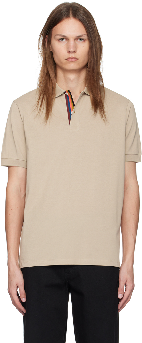 Tan Artist Stripe Placket Polo