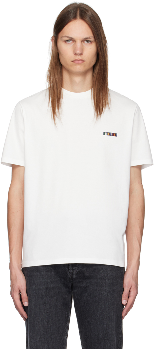 White Signature Stripe Logo T-Shirt by Paul Smith on Sale