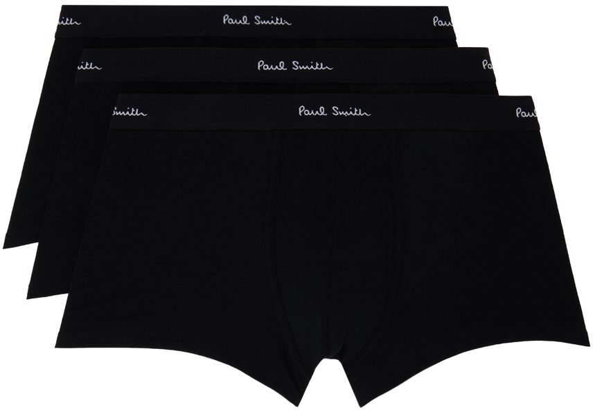 Three-Pack Black Logo Boxer Briefs