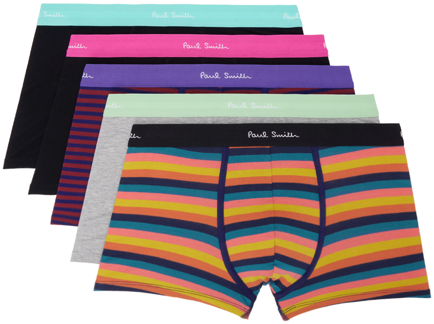 Shop Paul Smith Five-pack Multicolor Artist Stripe Boxer Briefs In 1a Multicolour