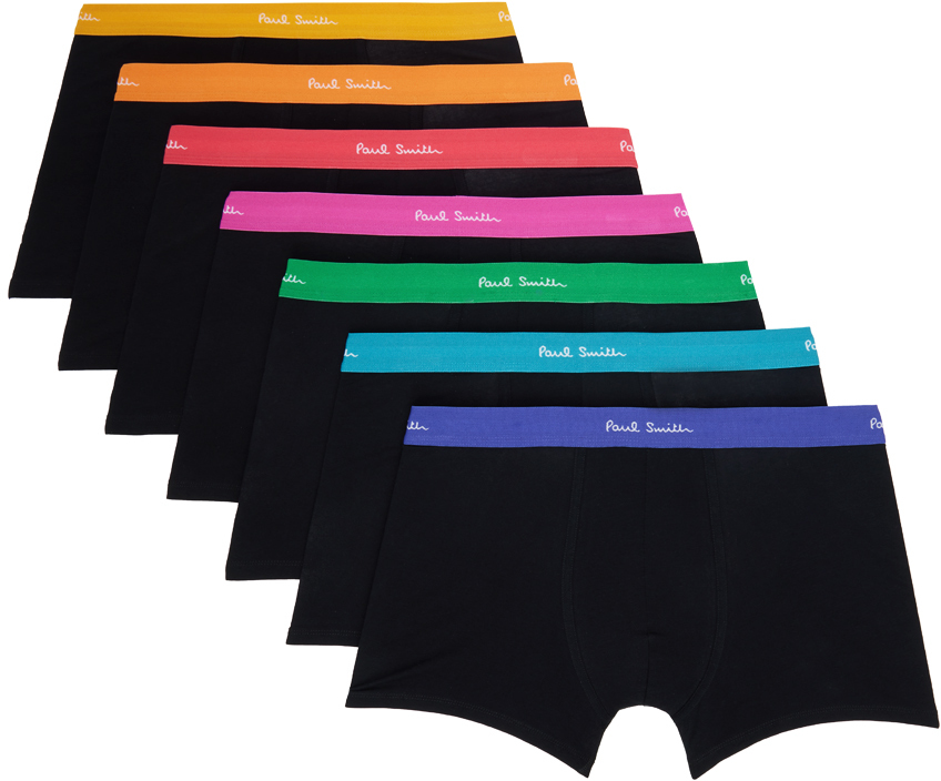 Seven-Pack Black Boxer Briefs