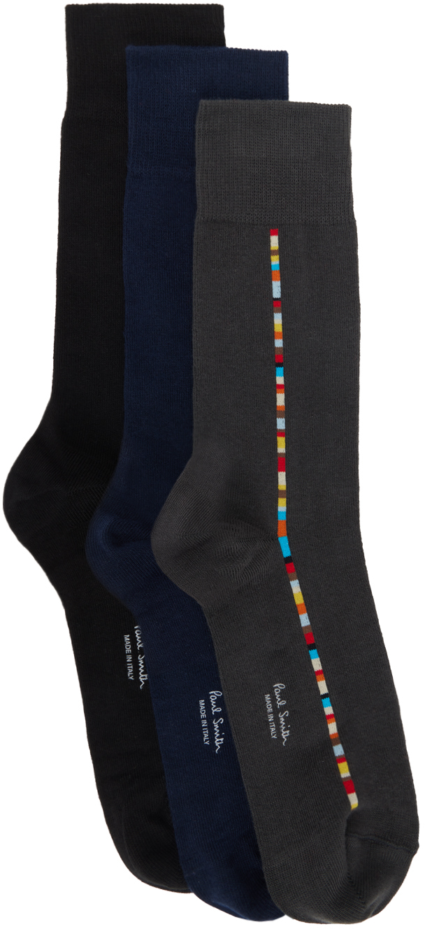 Three-Pack Multicolor Central Signature Stripe Socks