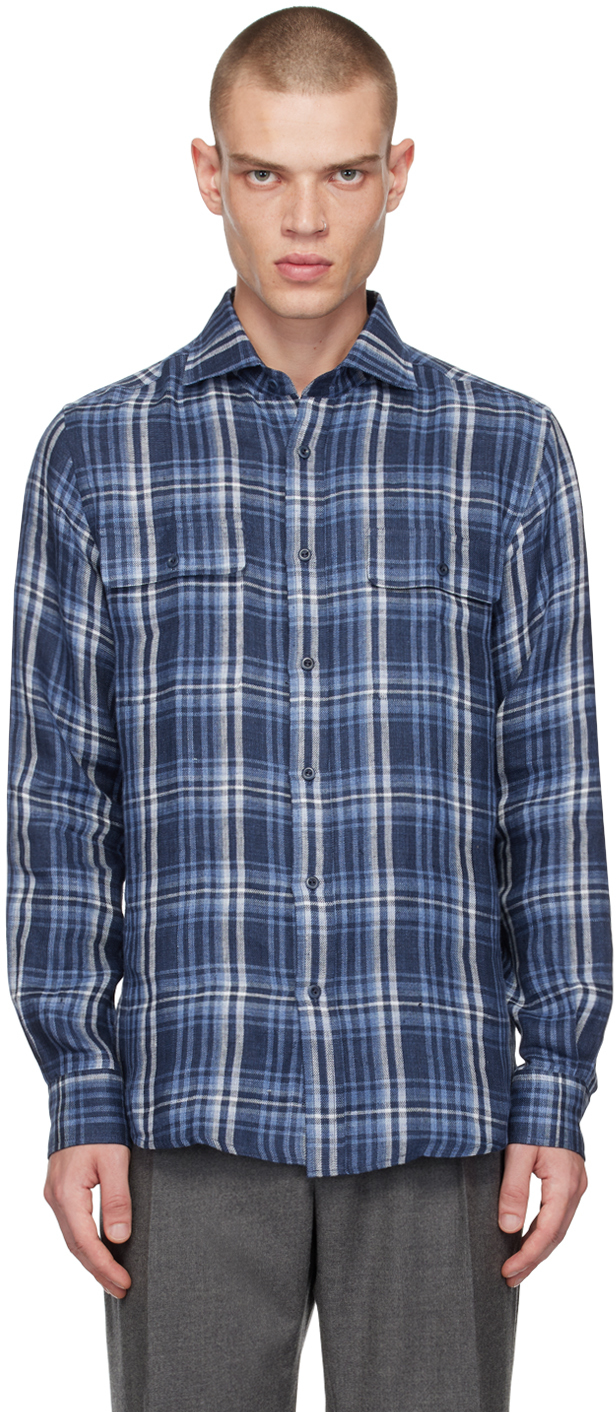 Ralph Lauren purple label 千鳥柄 ウィングカラーシャツ