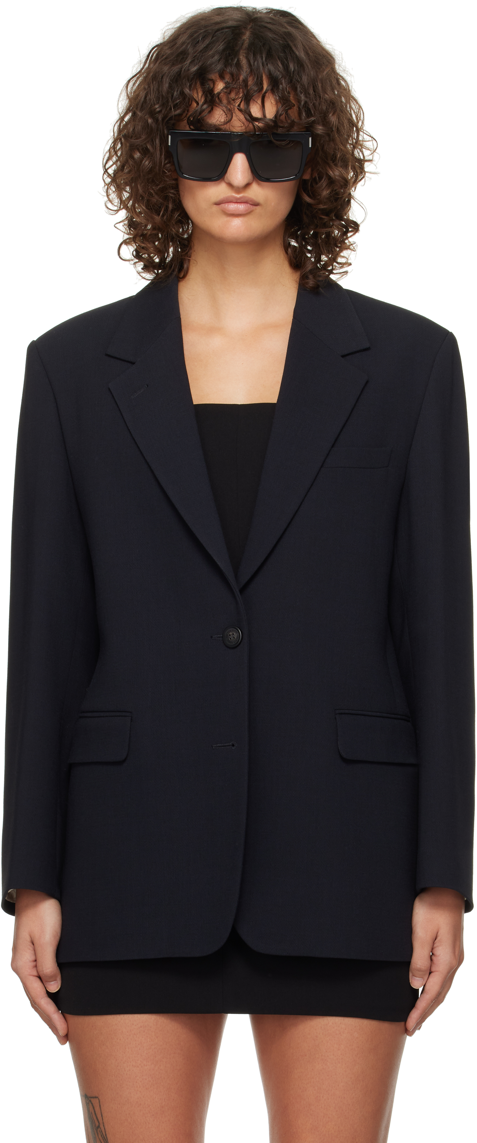 Black Wool-Blend Blazer