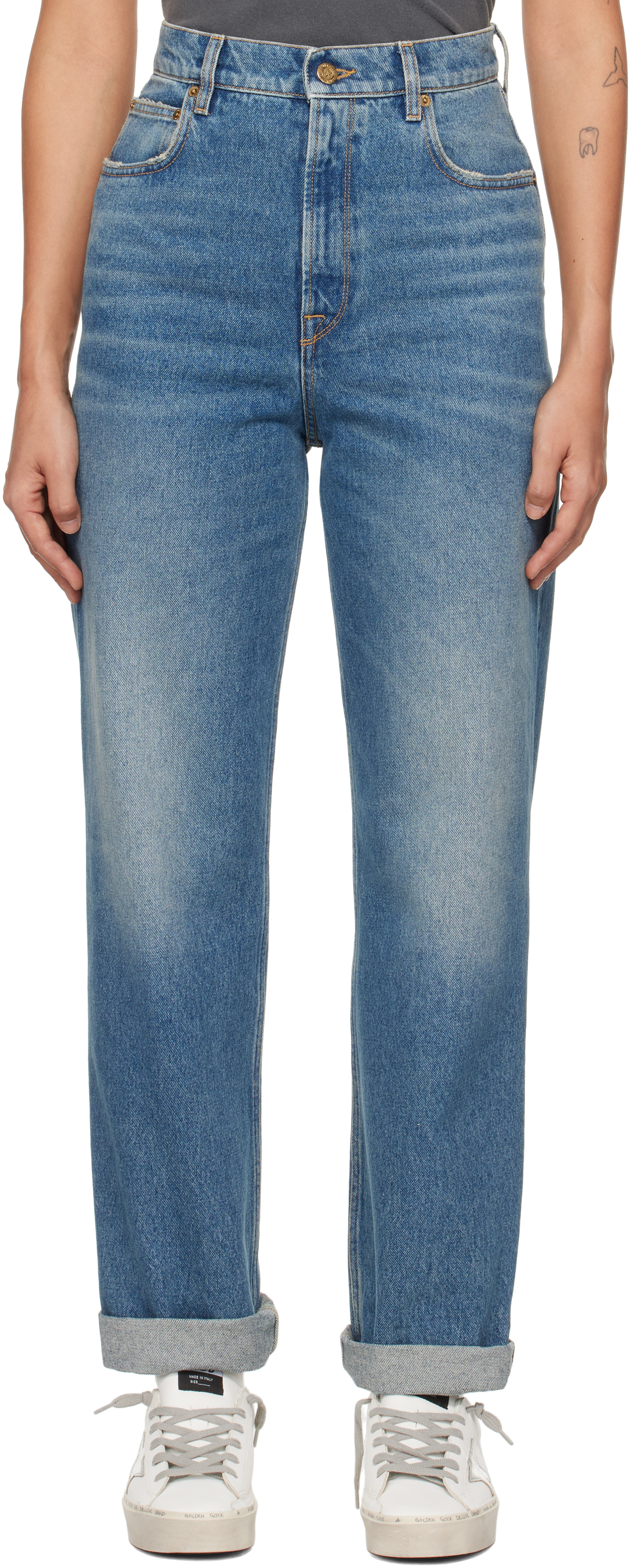 Shop Golden Goose Blue Medium Wash Jeans In 50100 Blue