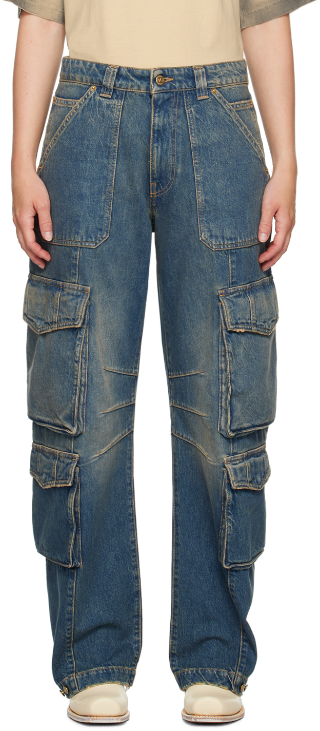 Blue Distressed Finish Jeans