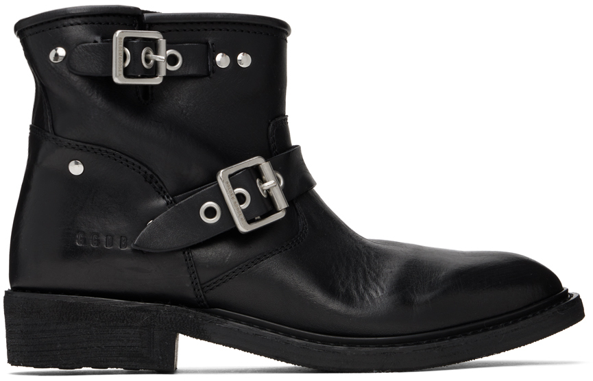 Shop Golden Goose Black Biker Low Boots