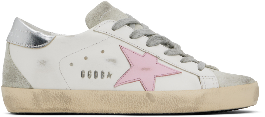 Golden Goose White & Gray Super-Star Classic Sneakers