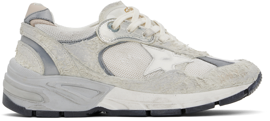 Shop Golden Goose Off-white & Gray Dad-star Sneakers In 80185 White/silver