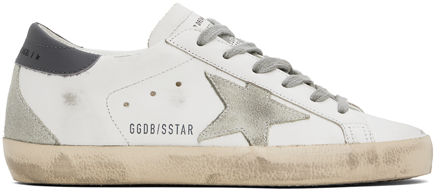 Golden Goose: White & Gray Super-Star Classic Sneakers | SSENSE