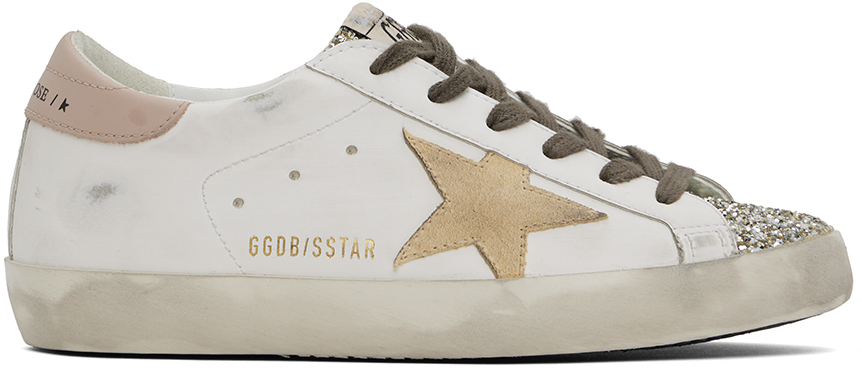 Shop Golden Goose White & Pink Super-star Classic Sneakers In Wt/ptm/yl/pnk 11941