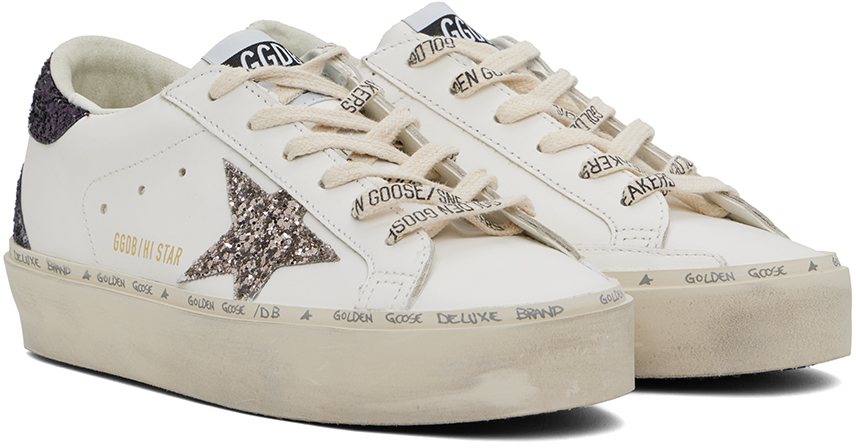 Golden Goose Leather Hi Star Sneakers In Wht/cinder/cab 11934