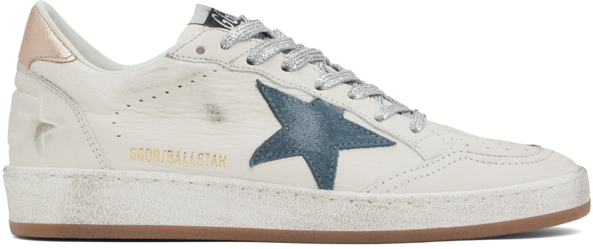 Shop Golden Goose Off-white Ball Star Sneakers In Wht/smkble/pch 11918