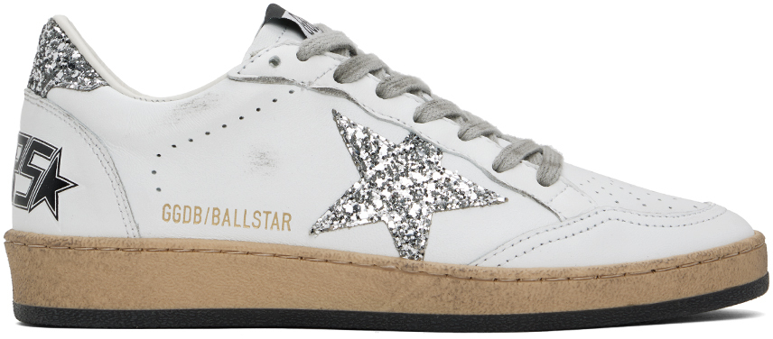 Shop Golden Goose White & Silver Ball Star Sneakers In White/silver 11325