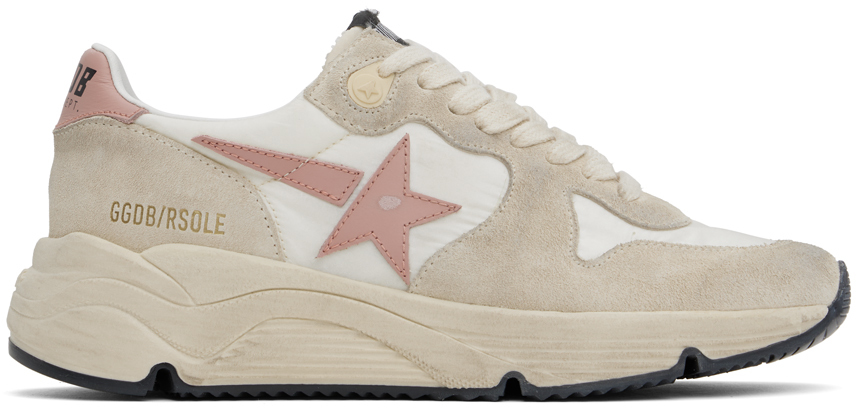 Shop Golden Goose Beige & Off-white Running Sole Sneakers In Seedpearl/ice/ash Ro