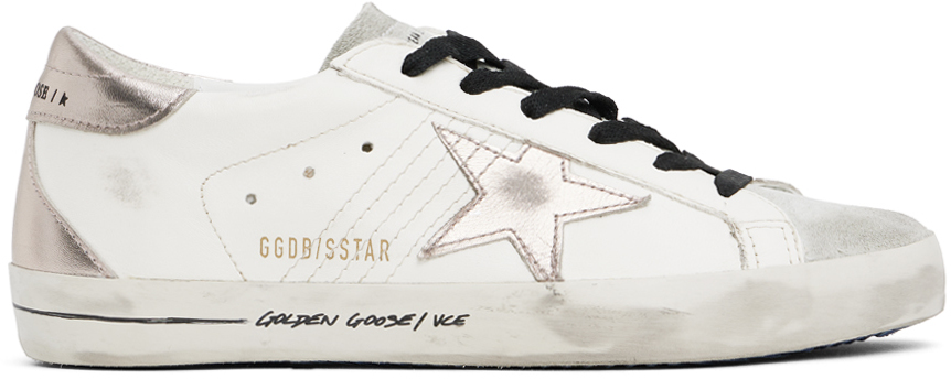 Shop Golden Goose White Super-star Sneakers In White/quartz/ice