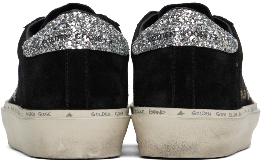 Golden Goose Hi Star Suede Sneakers With Glittered Star And Heel Tab In Black