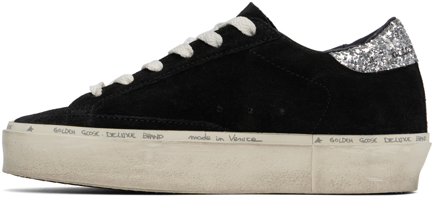Golden Goose Hi Star Suede Sneakers With Glittered Star And Heel Tab In Black