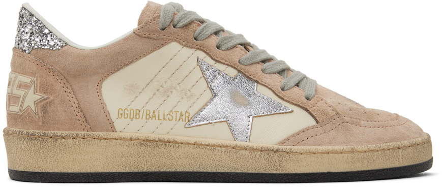 Shop Golden Goose Pink Ball Star Sneakers In Nougat/white/silver