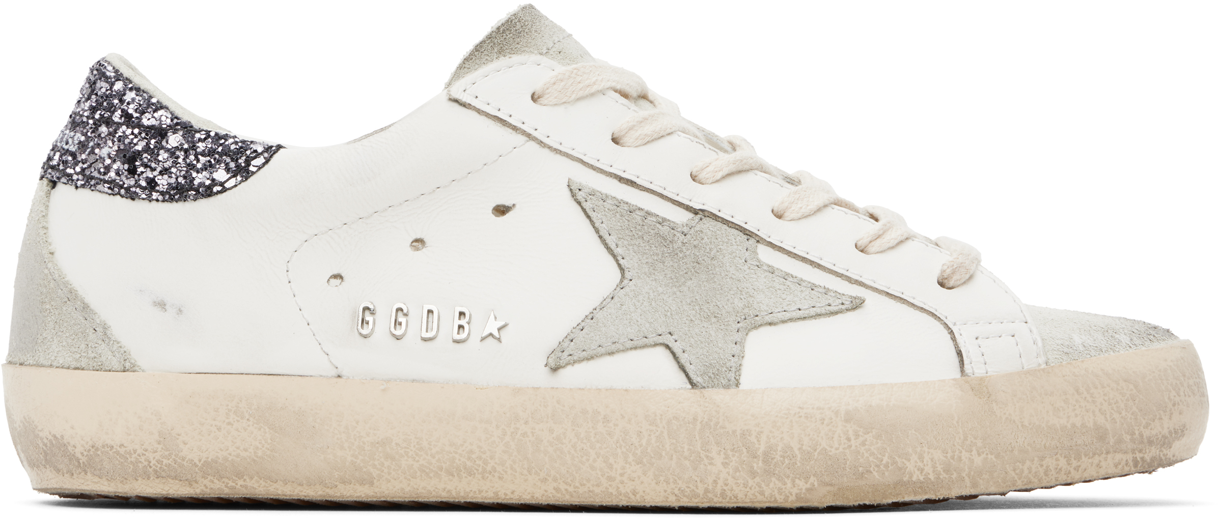 Shop Golden Goose White & Gray Super-star Sneakers In 11166 White/ice/grey