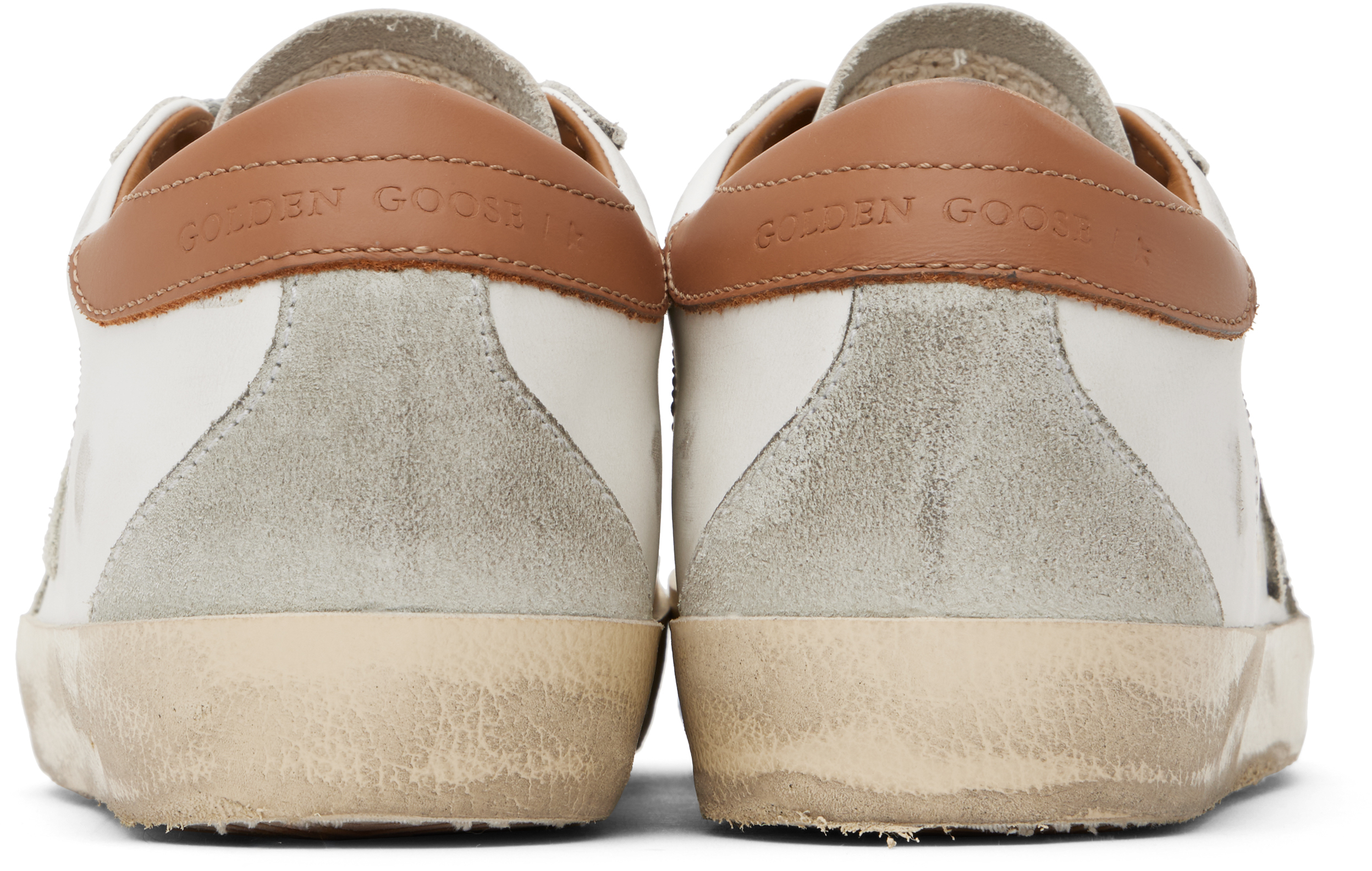 Golden Goose White Super-star Sneakers In 10803 White/brown