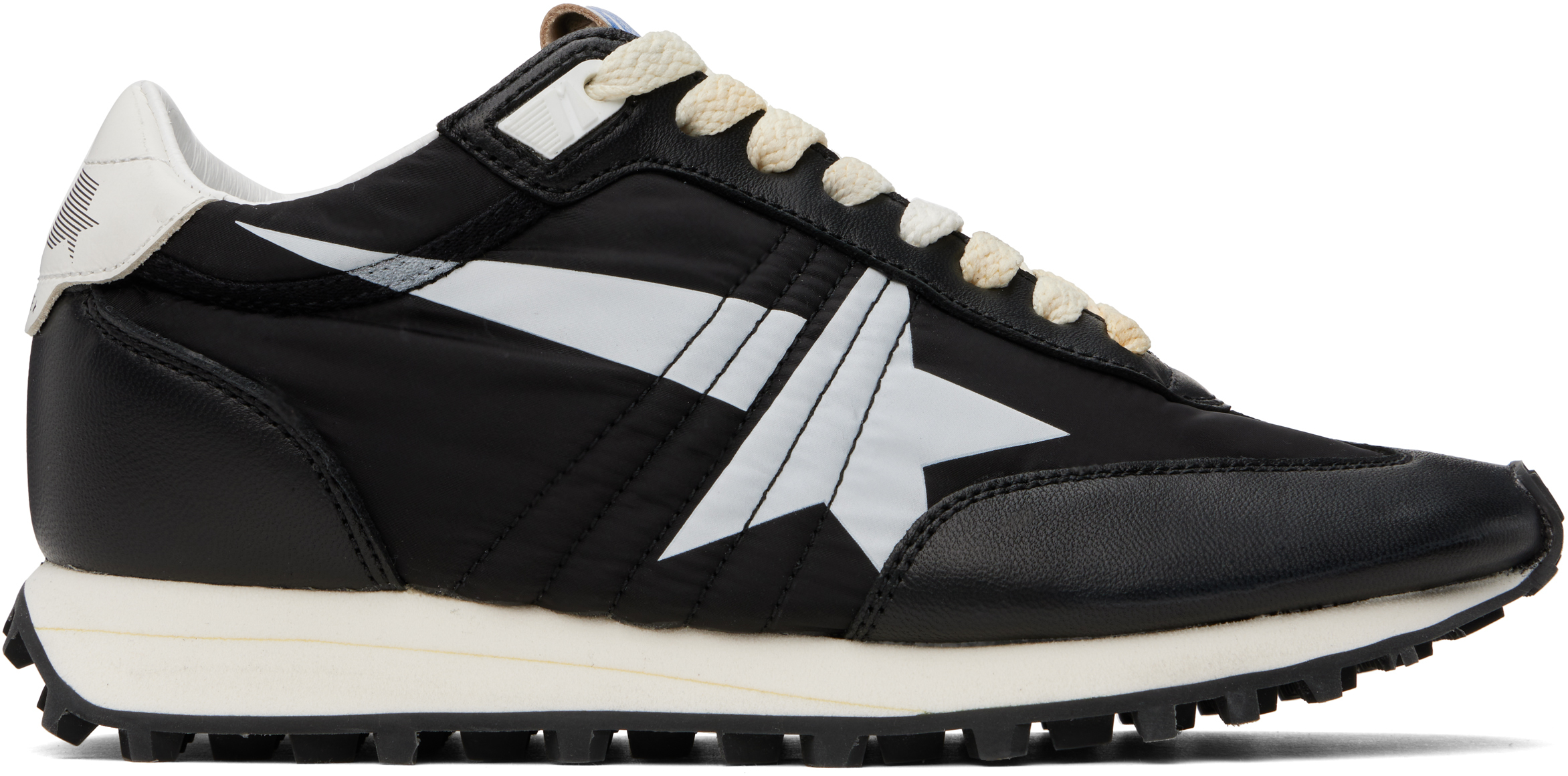 Golden Goose Running Marathon Leather-trimmed Shell Sneakers In Black/white/black 90