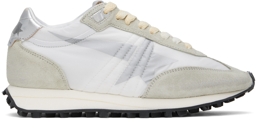 Shop Golden Goose Gray & White Running Marathon M77 Sneakers In White/grey/silver