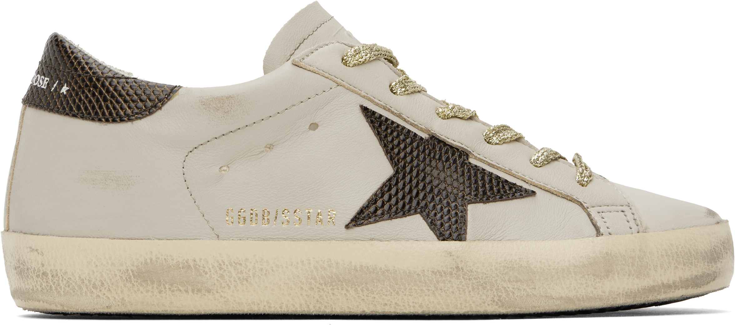 Shop Golden Goose Off-white Super-star Sneakers In Grey/blk Plum 70311