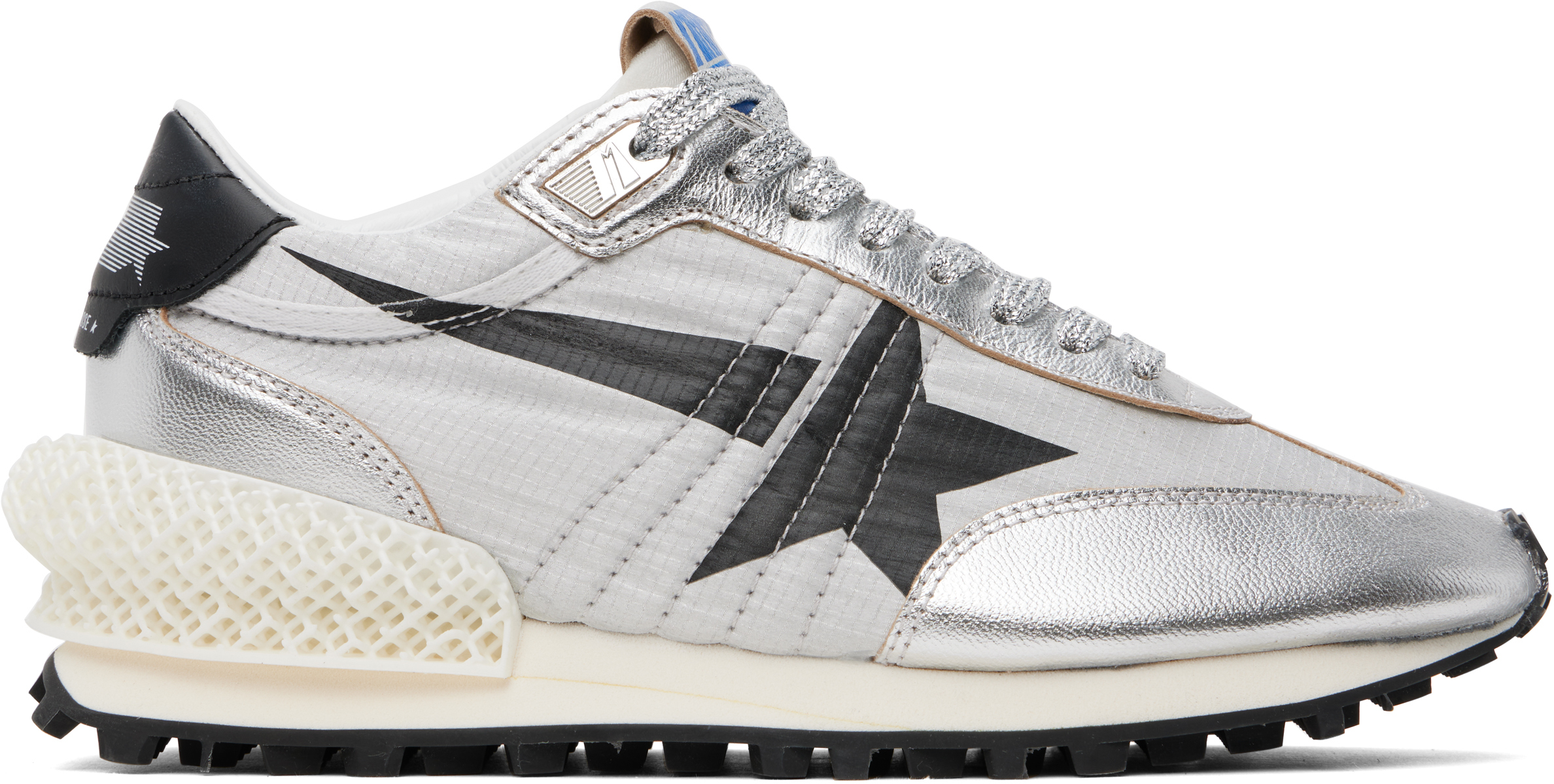 Shop Golden Goose Gray & Silver Marathon M2000 Sneakers In Silver/black