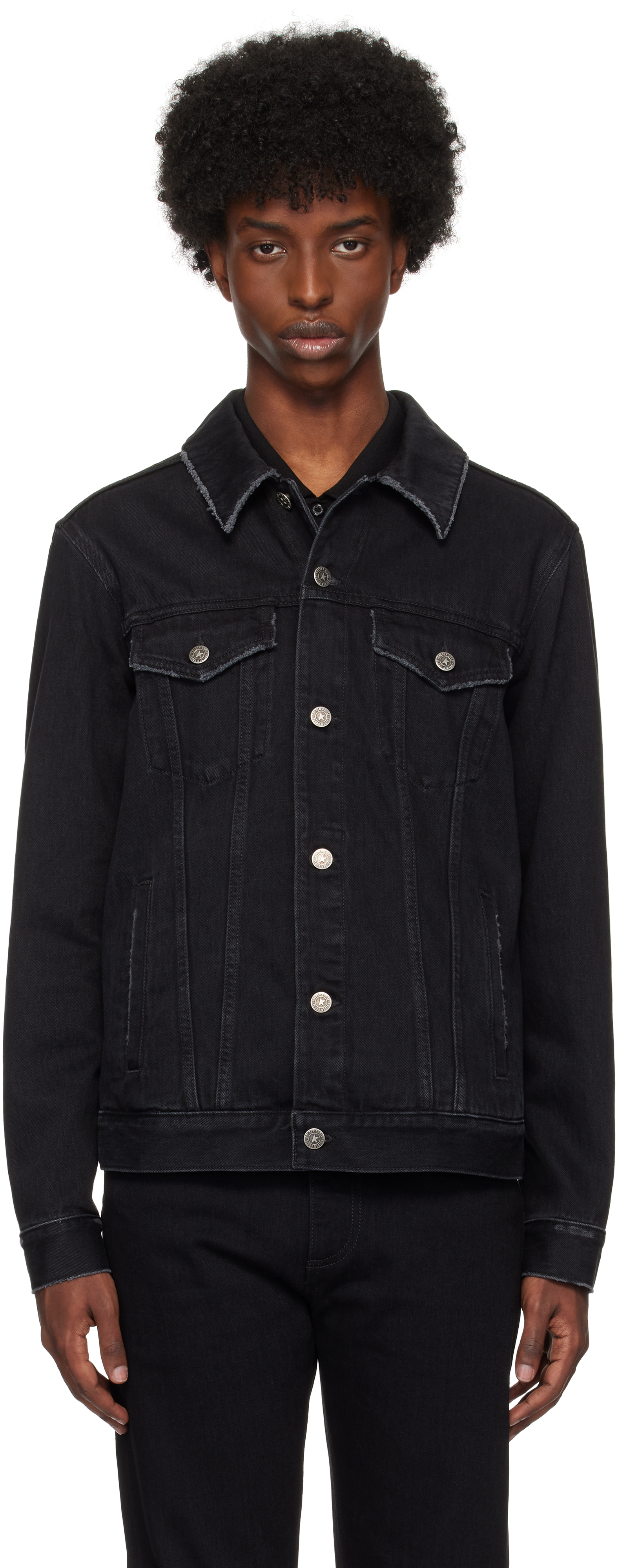 Golden Goose Black Regular One Washed Denim Jacket