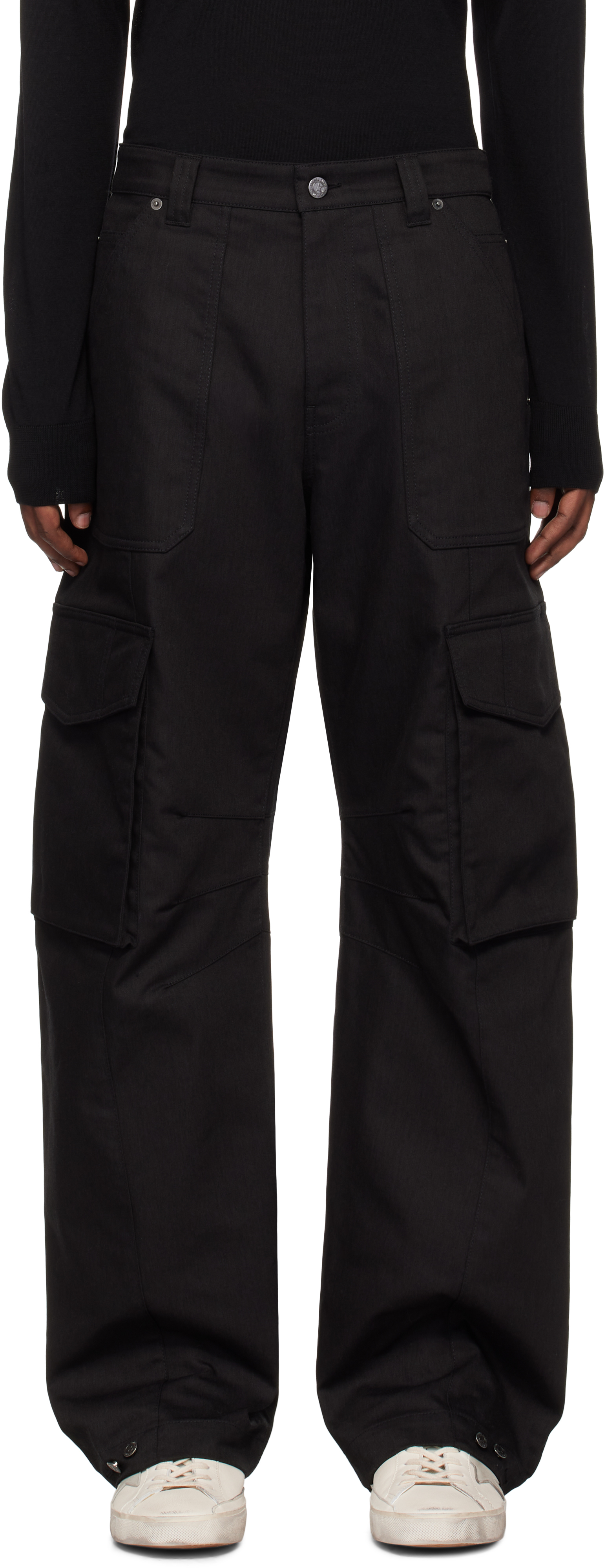 Black Wide-Leg Cargo Pants