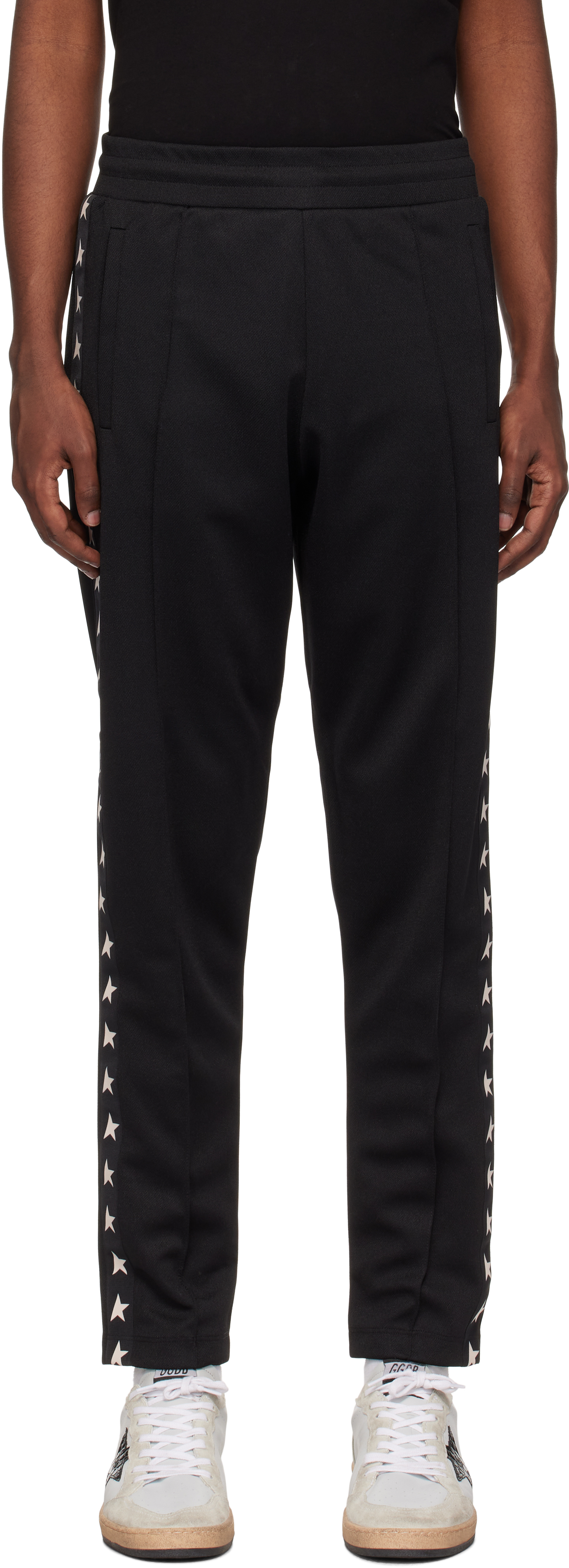 Golden Goose Black Stars Sweatpants In Black/white