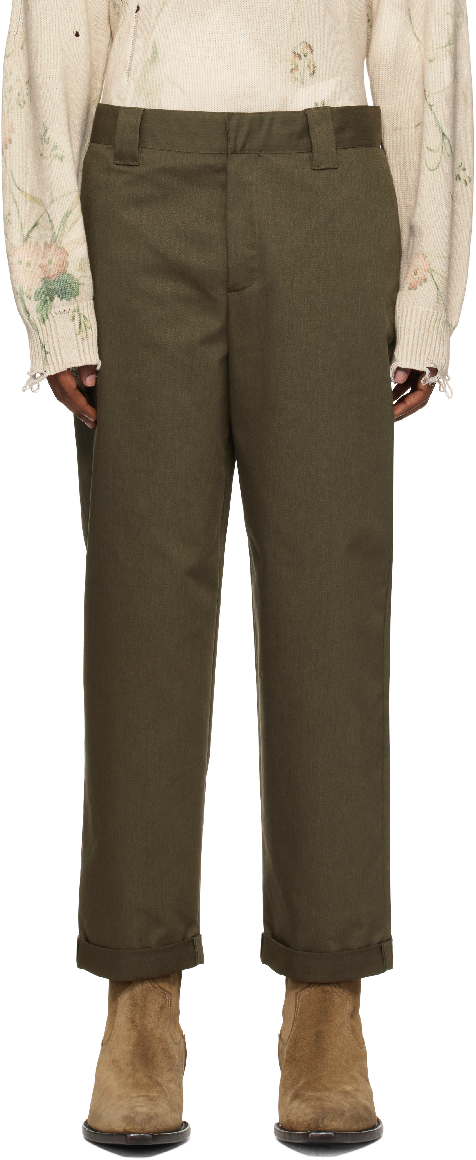 Golden Goose Khaki Golden Collection Trousers In Military Green