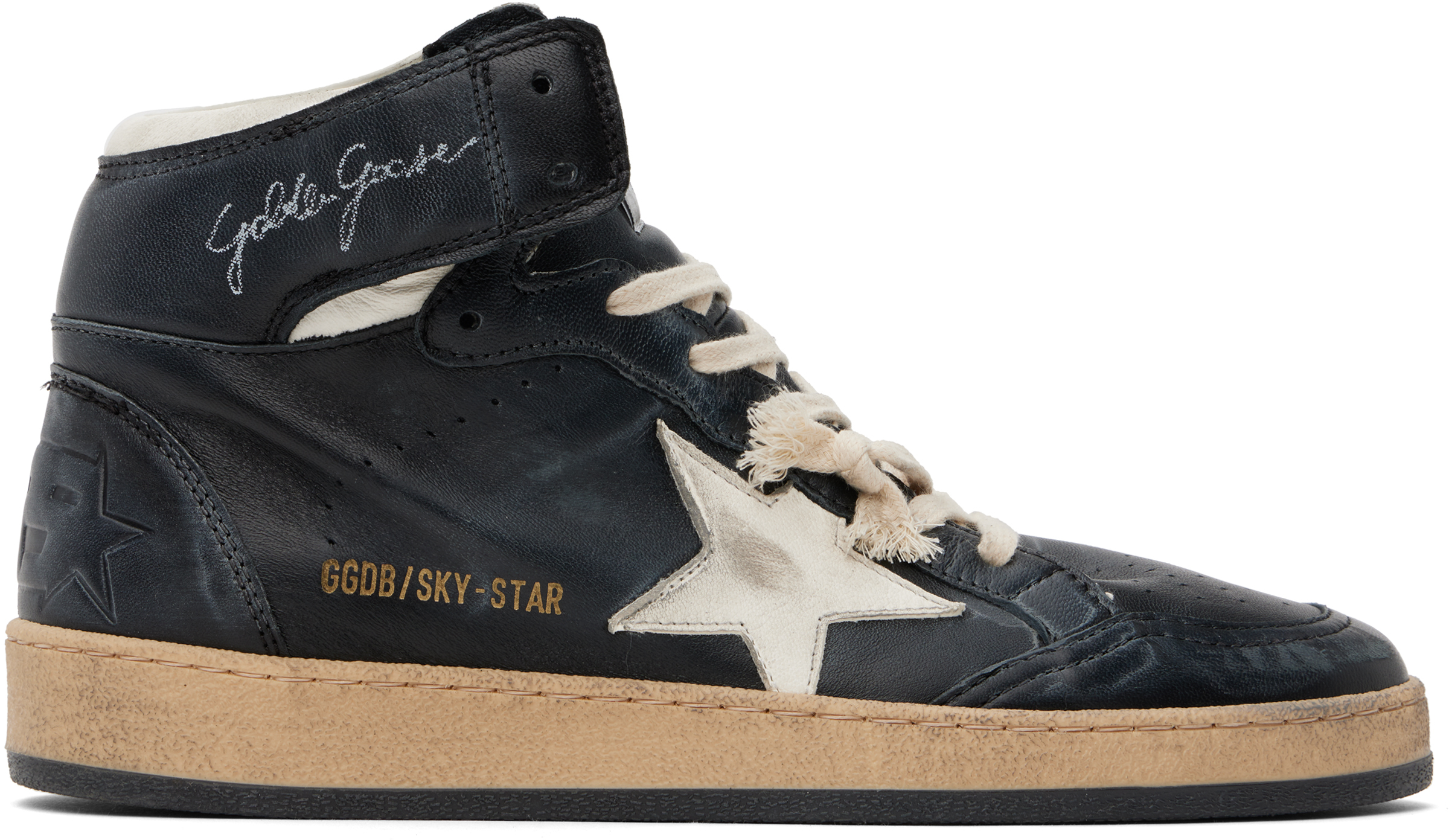 Shop Golden Goose Black Sky-star Sneakers In Black/white