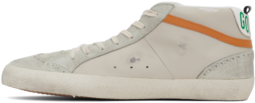 Golden Goose Mid Star Gray Sneakers In Dirty White/white/or