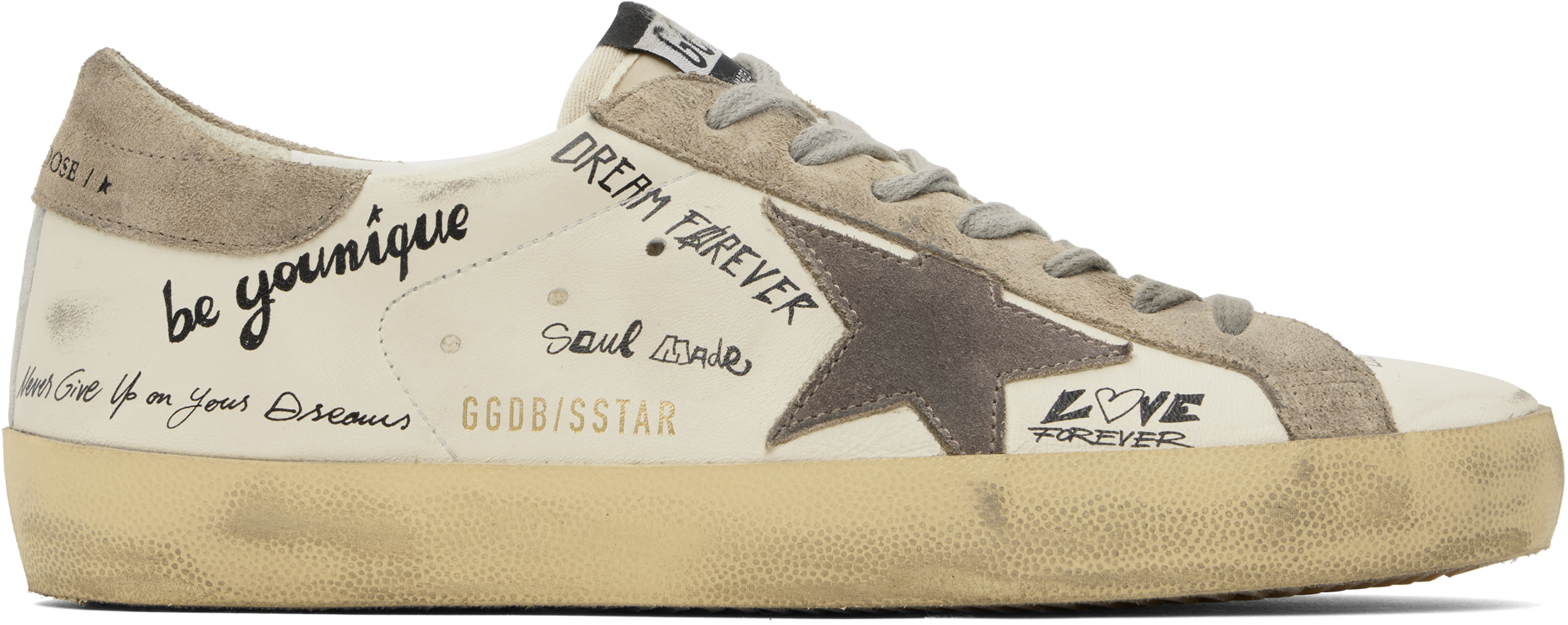 White & Taupe Super-Star Classic Sneakers