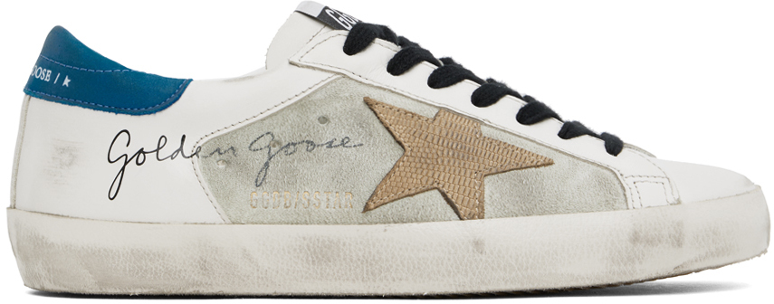 Golden Goose: Gray & White Super-Star Sneakers | SSENSE