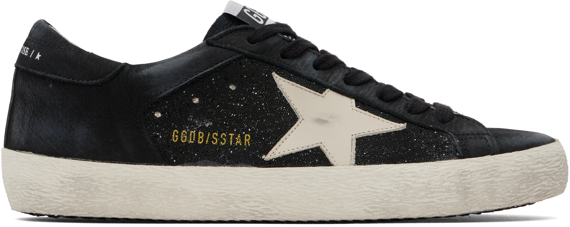 Golden Goose Black Super-star Double Quarter Sneakers In Black/gray Morn