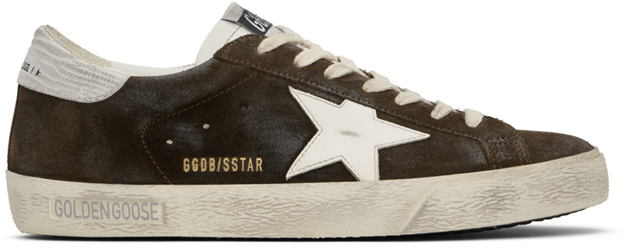 Shop Golden Goose Brown Super-star Sneakers In Brown/white